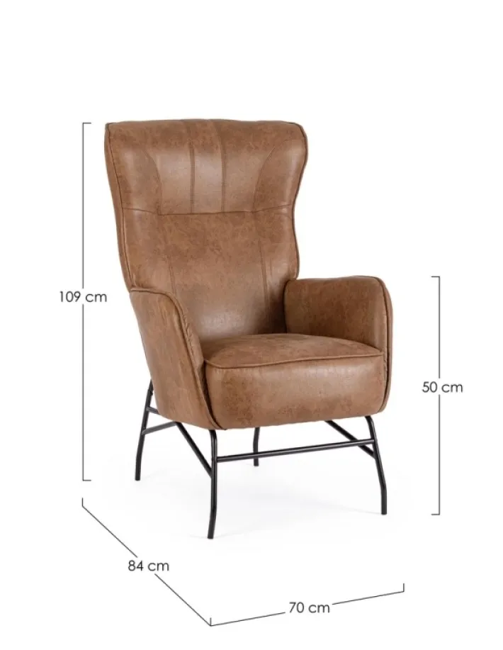Bizzotto Poltrone E Chaise Longue>POLTRONA IN ECOPELLE MARRONE - NASIRA