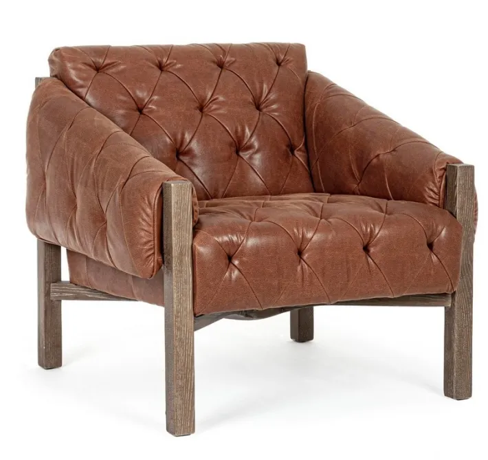 Bizzotto Poltrone E Chaise Longue>POLTRONA IN ECOPELLE MARRONE - HARRISON