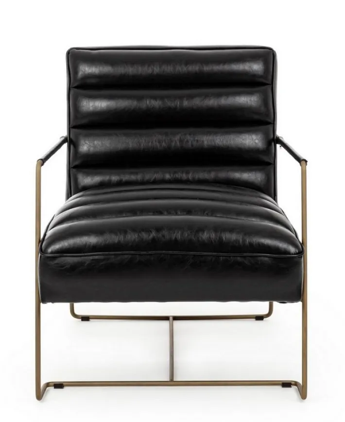 Bizzotto Poltrone E Chaise Longue>POLTRONA IN ECOPELLE NERA - BRIANNA