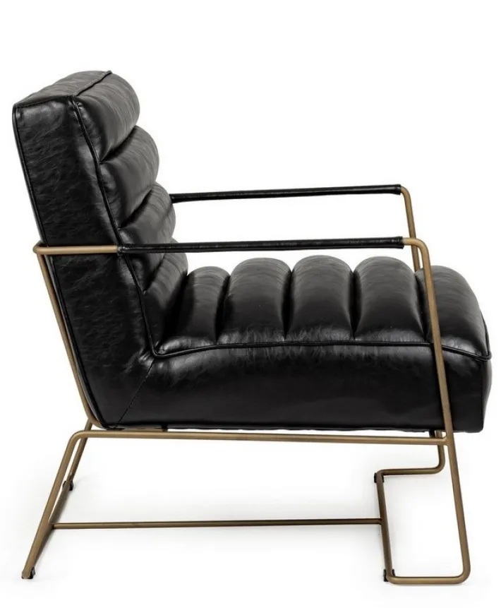 Bizzotto Poltrone E Chaise Longue>POLTRONA IN ECOPELLE NERA - BRIANNA