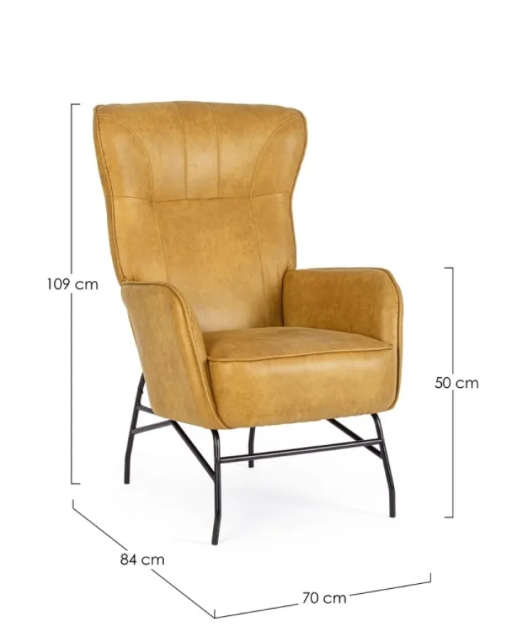 Bizzotto Poltrone E Chaise Longue>POLTRONA IN ECOPELLE SENAPE - NASIRA