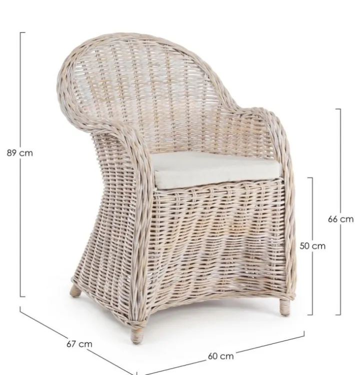 Bizzotto Sedie>POLTRONA IN FIBRE NATURALI BIANCA - MARTIN NEW