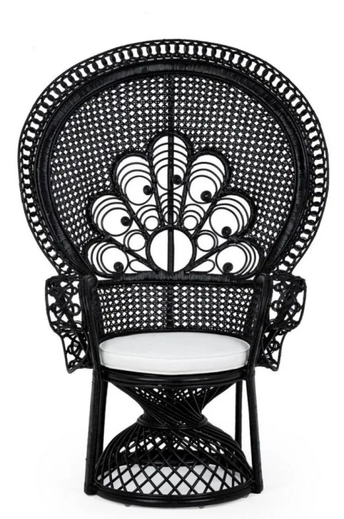 Bizzotto Poltrone E Chaise Longue>POLTRONA IN FIBRE NATURALI SFODERABILE NERO - PEACOCK
