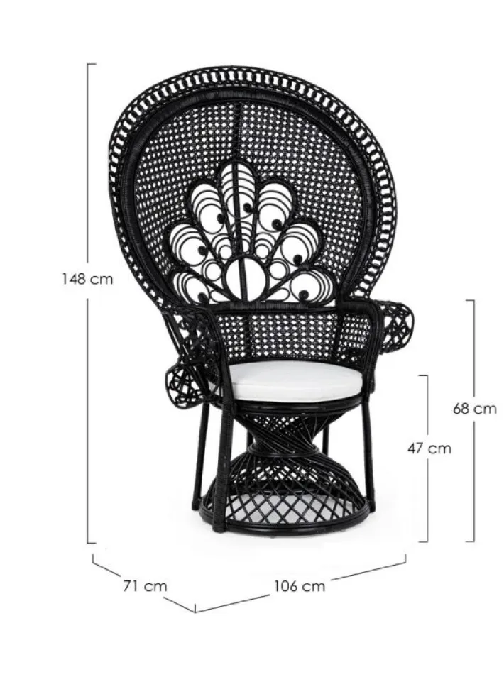 Bizzotto Poltrone E Chaise Longue>POLTRONA IN FIBRE NATURALI SFODERABILE NERO - PEACOCK