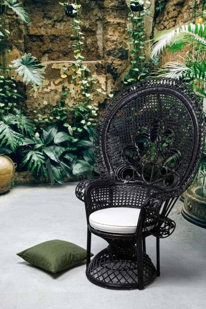 Bizzotto Poltrone E Chaise Longue>POLTRONA IN FIBRE NATURALI SFODERABILE NERO - PEACOCK