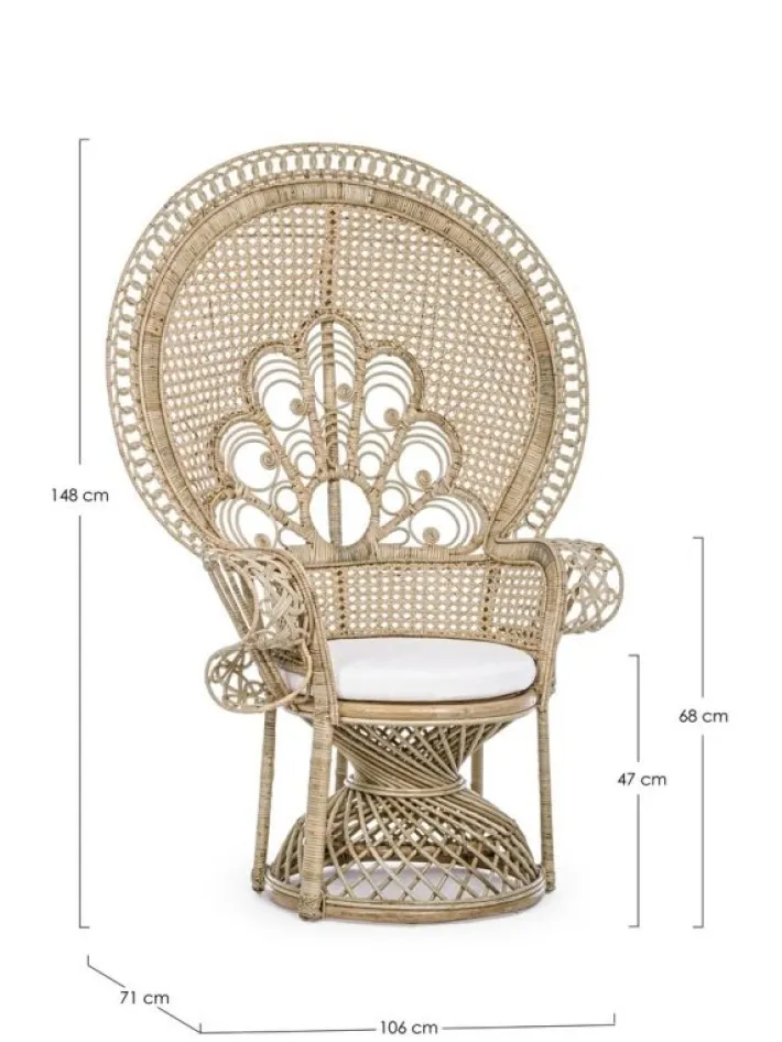 Bizzotto Poltrone E Chaise Longue>POLTRONA IN FIBRE NATURALI SFODERABILE NATURALE - PEACOCK