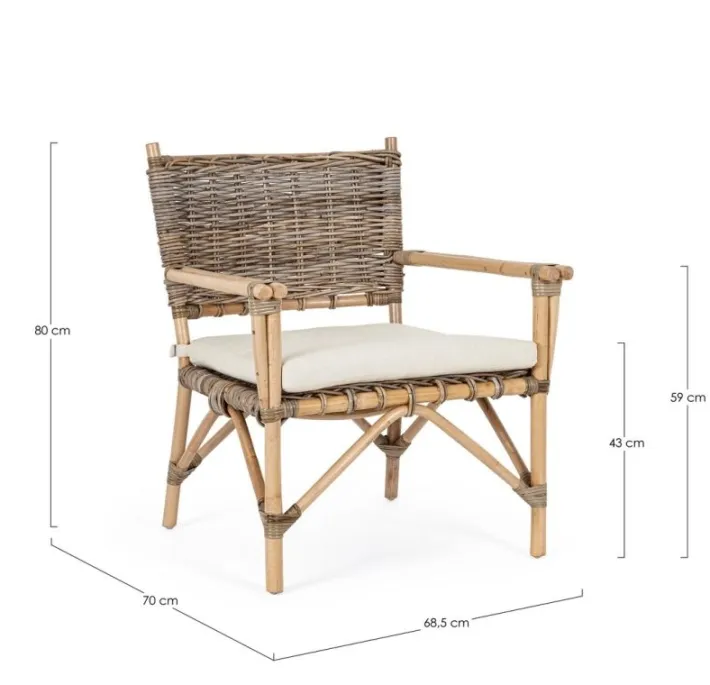Bizzotto Poltrone E Chaise Longue>POLTRONA IN FIBRE NATURALI CON CUSCINO - TARIFA