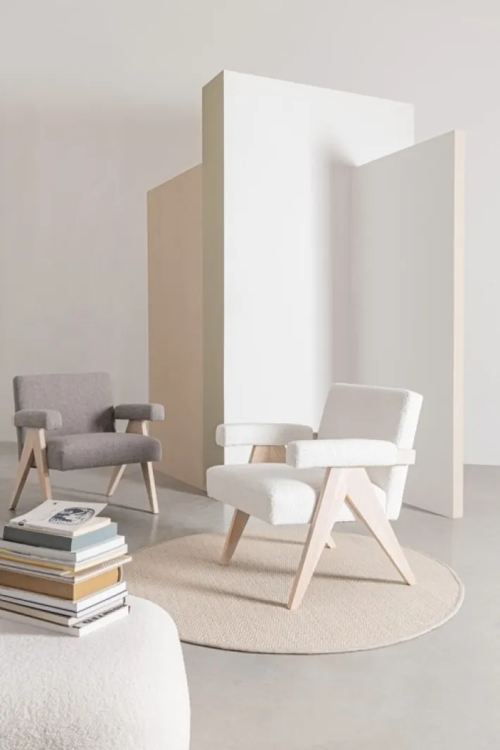 Bizzotto Poltrone E Chaise Longue>POLTRONA IN TESSUTO AVORIO - FAIZA