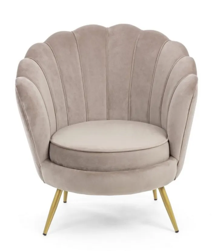 Bizzotto Poltrone E Chaise Longue>POLTRONA IN VELLUTO GRIGIO CHIARO - GILIOLA