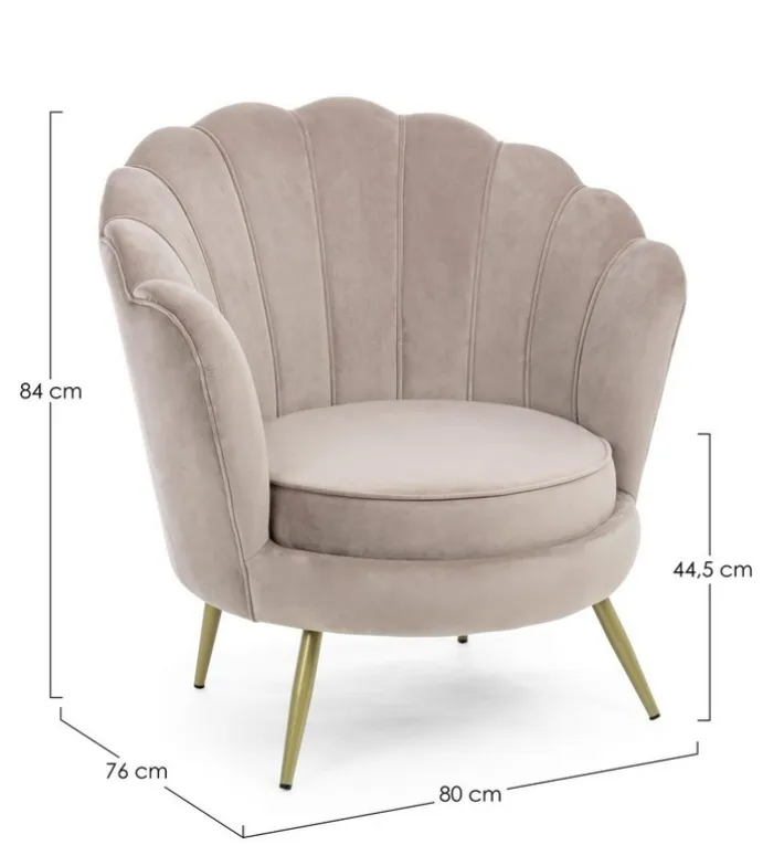 Bizzotto Poltrone E Chaise Longue>POLTRONA IN VELLUTO GRIGIO CHIARO - GILIOLA