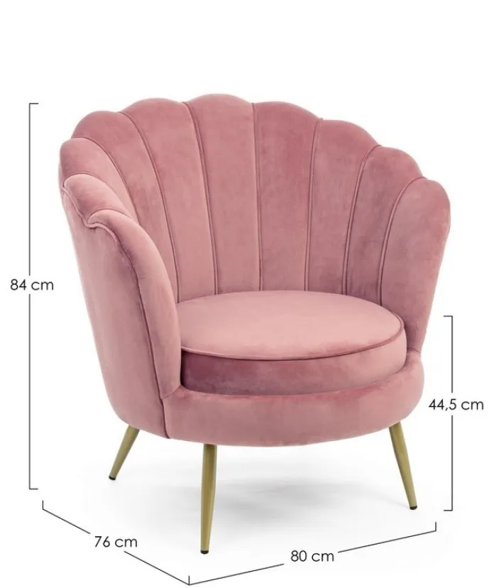 Bizzotto Poltrone E Chaise Longue>POLTRONA IN VELLUTO ROSA ANTICO - GILIOLA