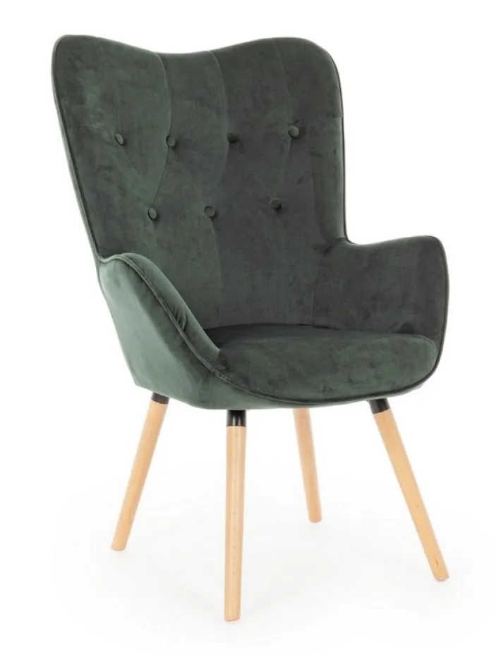 Bizzotto Poltrone E Chaise Longue>POLTRONA IN VELLUTO VERDE BOSCO - JULIET