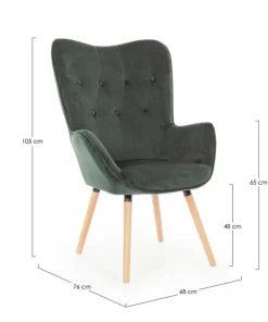 Bizzotto Poltrone E Chaise Longue>POLTRONA IN VELLUTO VERDE BOSCO - JULIET