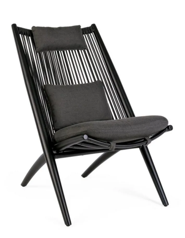 Bizzotto Poltrone>POLTRONA LOUNGE IN CORDA PER ESTERNO NERO XK0Y - ALOHA NEW