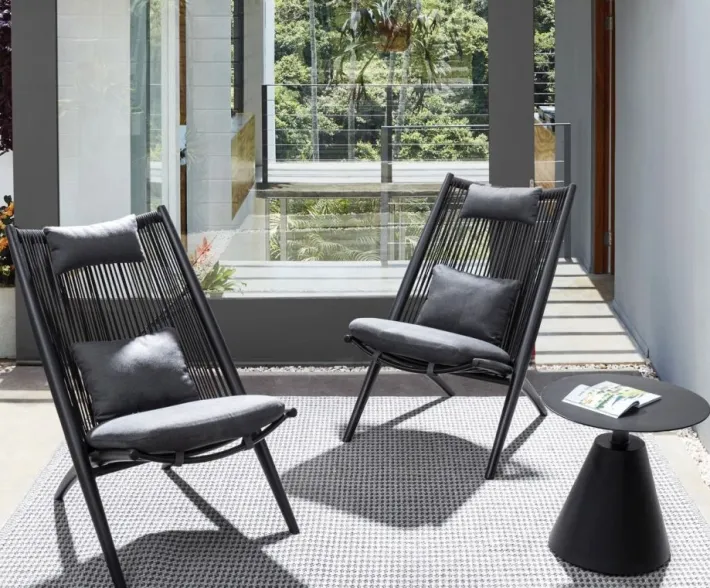 Bizzotto Poltrone>POLTRONA LOUNGE IN CORDA PER ESTERNO NERO XK0Y - ALOHA NEW