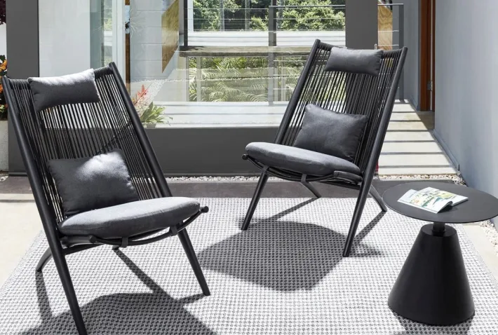 Bizzotto Poltrone>POLTRONA LOUNGE IN CORDA PER ESTERNO NERO XK0Y - ALOHA NEW