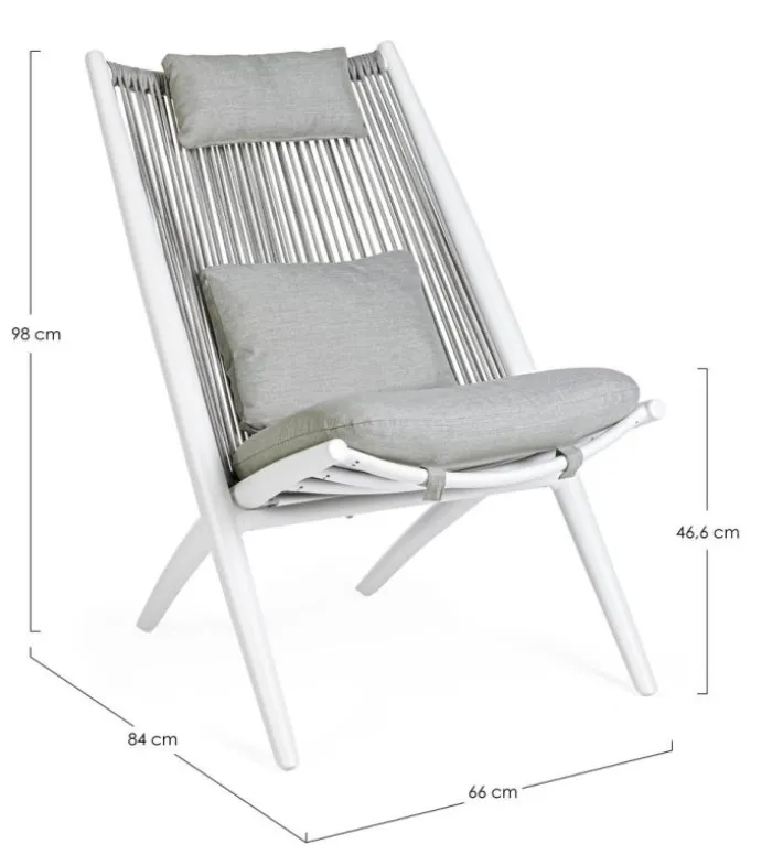 Bizzotto Poltrone>POLTRONA LOUNGE IN CORDA PER ESTERNO BIANCA XK03 - ALOHA NEW