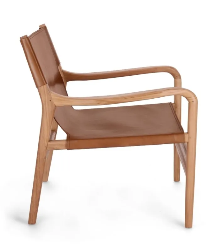 Bizzotto Poltrone E Chaise Longue>POLTRONA LOUNGE IN PELLE COGNAC - CAROLINE