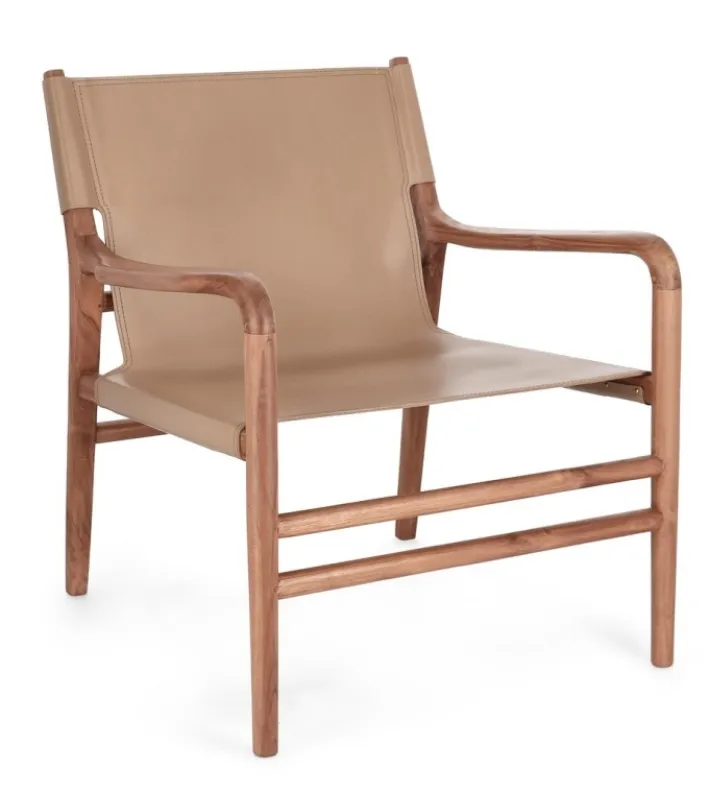 Bizzotto Poltrone E Chaise Longue>POLTRONA LOUNGE IN PELLE TORTORA- CAROLINE
