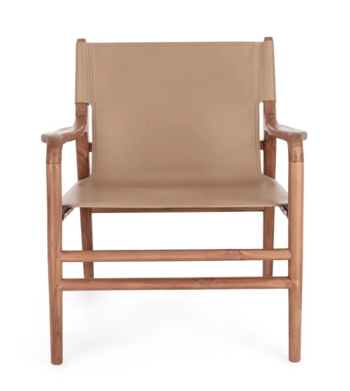 Bizzotto Poltrone E Chaise Longue>POLTRONA LOUNGE IN PELLE TORTORA- CAROLINE