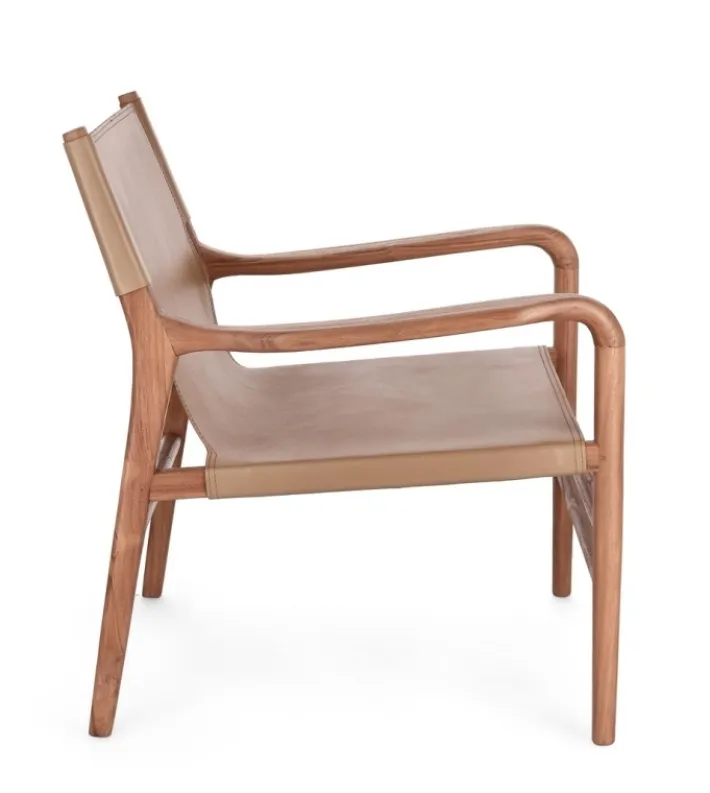 Bizzotto Poltrone E Chaise Longue>POLTRONA LOUNGE IN PELLE TORTORA- CAROLINE