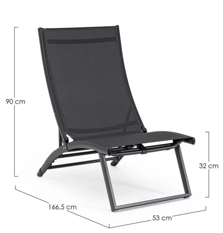 Bizzotto Lettini, Sdraio E Chaise Longue>POLTRONA LOUNGE RECLINABILE GRIGIO SCURO - TAYLOR