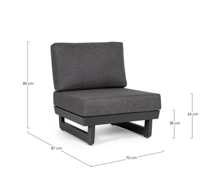 Bizzotto Poltrone>POLTRONA MODULARE IN ALLUMINIO ANTRACITE WG21 - INFINITY