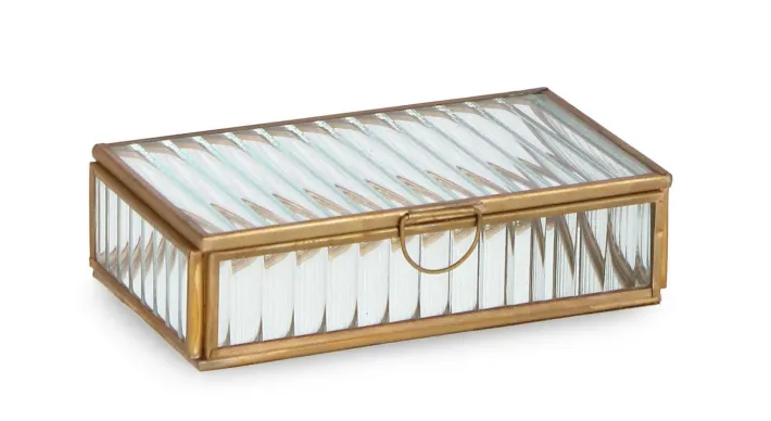 Bizzotto Oggettistica>PORTAGIOIE TEHRI RIGHE TRASP ORO 18x10,5