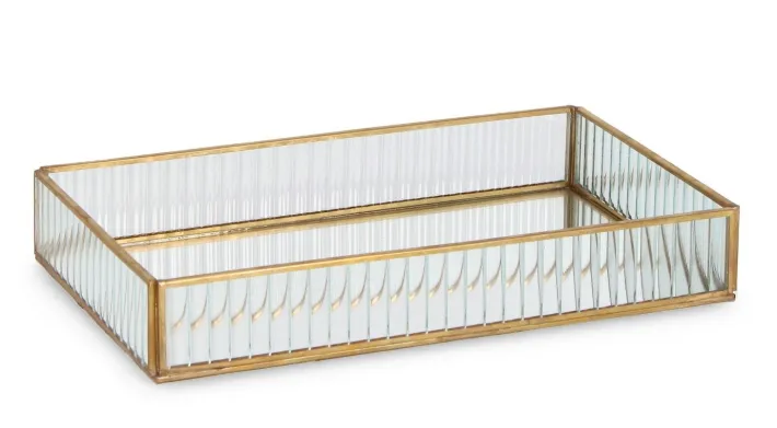 Bizzotto Oggettistica>PORTAGIOIE TEHRI RIGHE TRASP ORO 32,5x21