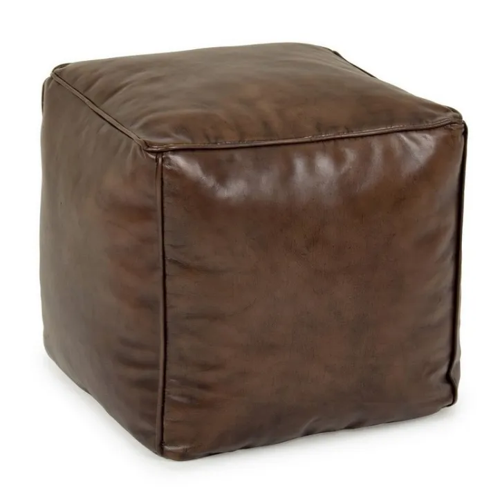 Bizzotto Pouf>POUF IN PELLE MARRONE - MENDEZ