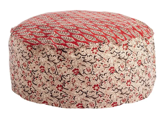 Bizzotto Pouf>POUF LORIENT ROSSO C-FOGLIA-FIORE D65X25