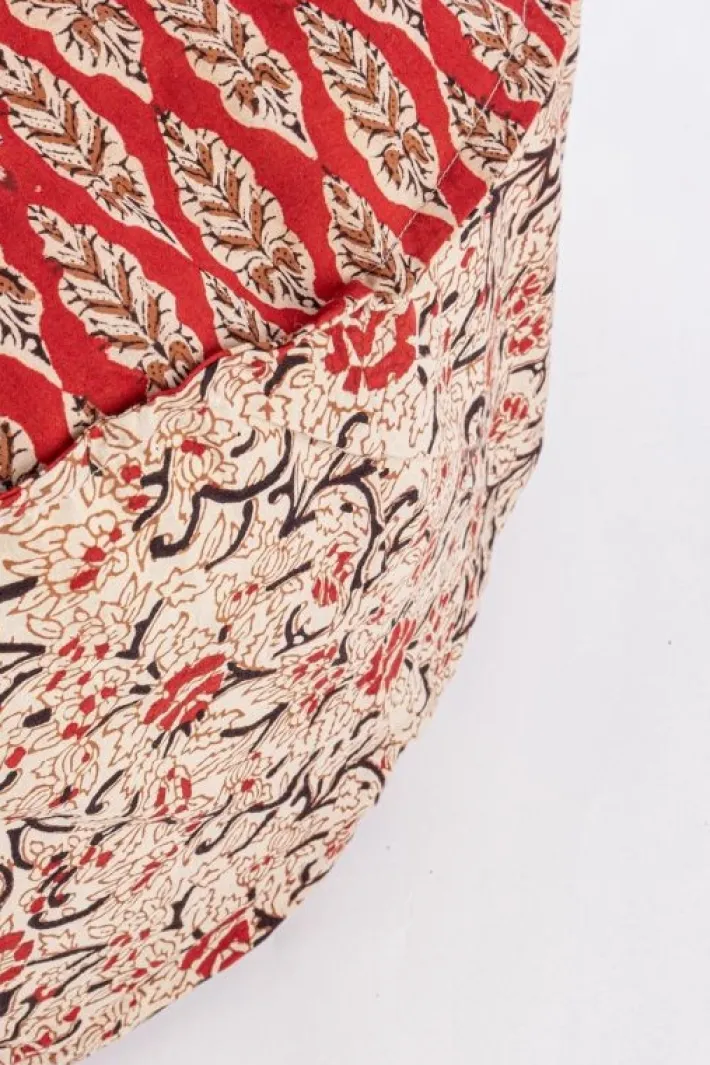 Bizzotto Pouf>POUF LORIENT ROSSO C-FOGLIA-FIORE D65X25
