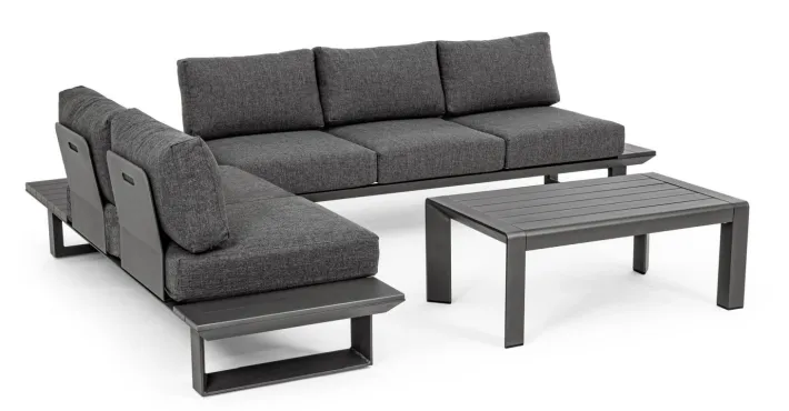 Bizzotto Salotti Completi>SALOTTO ANGOLARE IN ALLUMINIO ANTRACITE CX23 - KONNOR