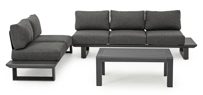 Bizzotto Salotti Completi>SALOTTO ANGOLARE IN ALLUMINIO ANTRACITE CX23 - KONNOR