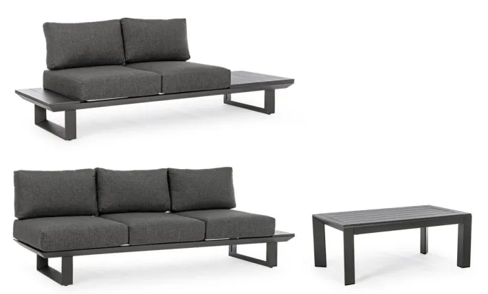 Bizzotto Salotti Completi>SALOTTO ANGOLARE IN ALLUMINIO ANTRACITE CX23 - KONNOR