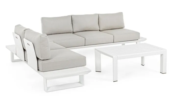 Bizzotto Salotti Completi>SALOTTO ANGOLARE IN ALLUMINIO BIANCO CX21 - KONNOR