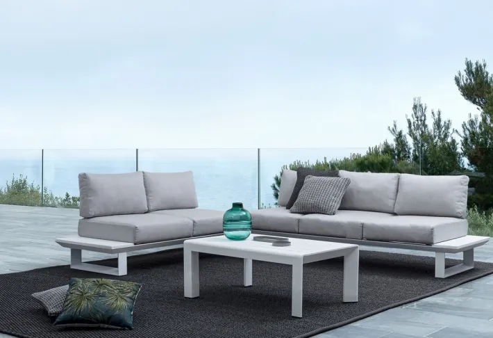 Bizzotto Salotti Completi>SALOTTO ANGOLARE IN ALLUMINIO BIANCO CX21 - KONNOR
