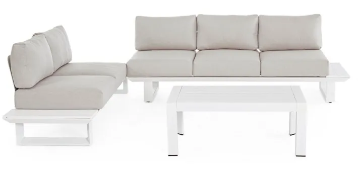 Bizzotto Salotti Completi>SALOTTO ANGOLARE IN ALLUMINIO BIANCO CX21 - KONNOR