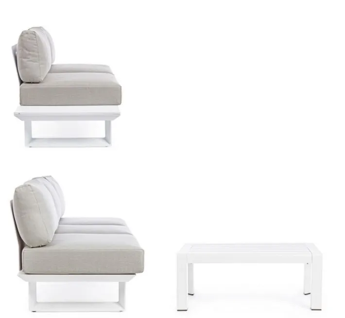 Bizzotto Salotti Completi>SALOTTO ANGOLARE IN ALLUMINIO BIANCO CX21 - KONNOR