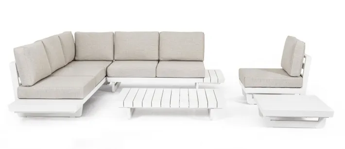 Bizzotto Salotti Completi>SALOTTO ANGOLARE IN ALLUMINIO BIANCO WG20 - INFINITY