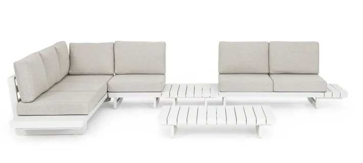 Bizzotto Salotti Completi>SALOTTO ANGOLARE IN ALLUMINIO BIANCO WG20 - INFINITY