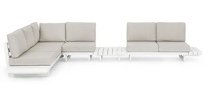 Bizzotto Salotti Completi>SALOTTO ANGOLARE IN ALLUMINIO BIANCO WG20 - INFINITY