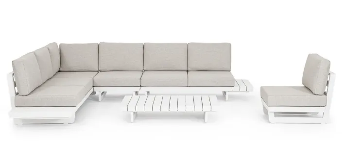 Bizzotto Salotti Completi>SALOTTO ANGOLARE IN ALLUMINIO BIANCO WG20 - INFINITY