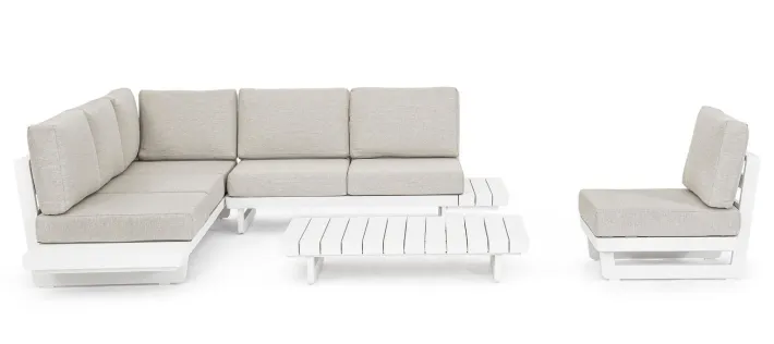 Bizzotto Salotti Completi>SALOTTO ANGOLARE IN ALLUMINIO BIANCO WG20 - INFINITY