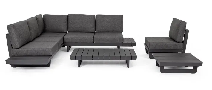 Bizzotto Salotti Completi>SALOTTO ANGOLARE IN ALLUMINIO ANTRACITE WG21 - INFINITY