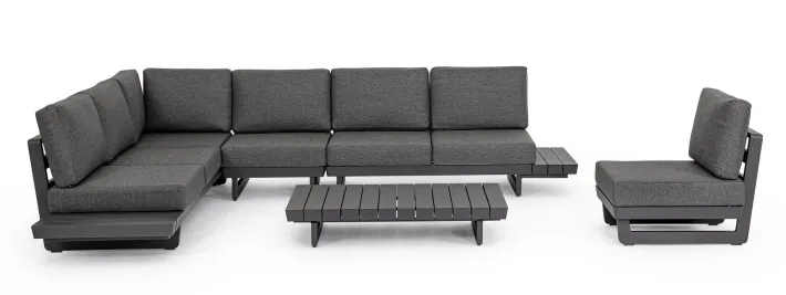 Bizzotto Salotti Completi>SALOTTO ANGOLARE IN ALLUMINIO ANTRACITE WG21 - INFINITY