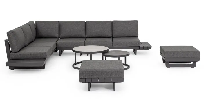 Bizzotto Salotti Completi>SALOTTO ANGOLARE IN ALLUMINIO ANTRACITE WG21 - INFINITY