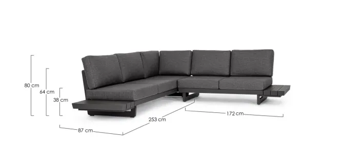 Bizzotto Salotti Completi>SALOTTO ANGOLARE IN ALLUMINIO ANTRACITE WG21 - INFINITY