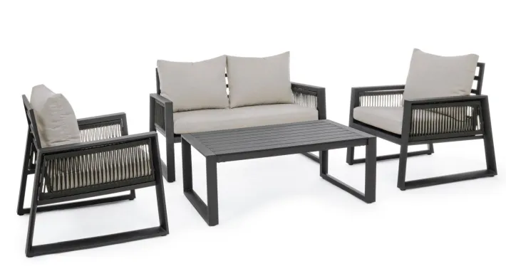 Bizzotto Salotti Completi>SALOTTO IN ALLUMINIO ANTRACITE LH32 - CAPTIVA