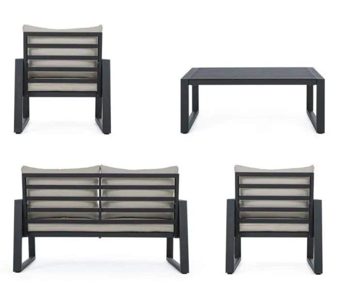Bizzotto Salotti Completi>SALOTTO IN ALLUMINIO ANTRACITE LH32 - CAPTIVA